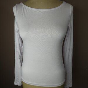 NA-KD Women's XS NWT White Boatneck Long Sleeve Top Viscose Stetch Knit
